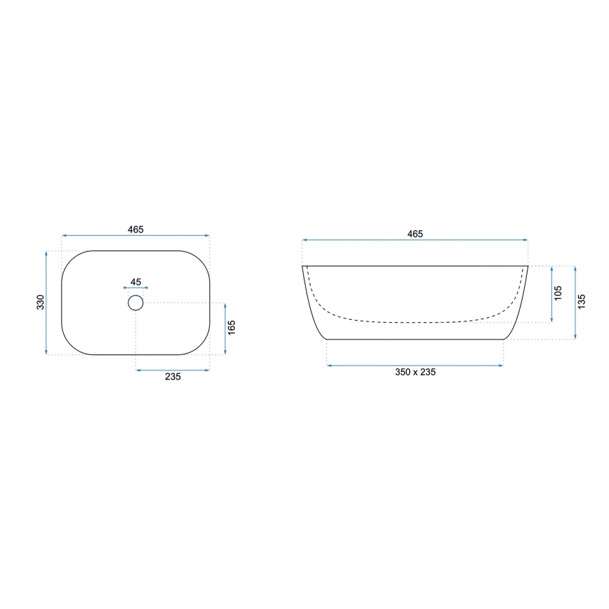 REA-U6332 - Countertop Basin BELINDA 33 x 46.5 cm ceramic/black/white