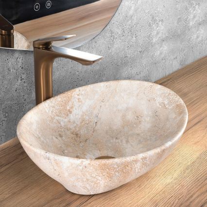 REA-U6361 - SOFIA Countertop Basin 34.5 x 41 cm Ceramic / Beige / Stone Effect