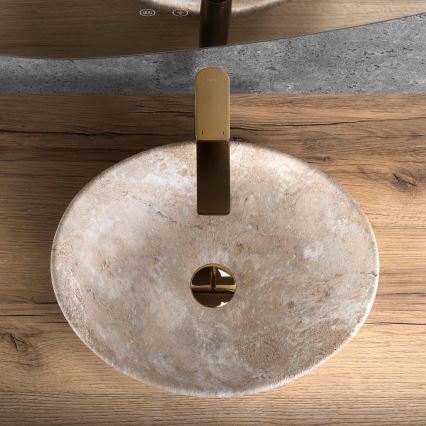 REA-U6361 - SOFIA Countertop Basin 34.5 x 41 cm Ceramic / Beige / Stone Effect