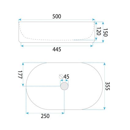 REA-U6366 - OKTAWIA 35.5 x 50 cm Countertop Basin, White Ceramic