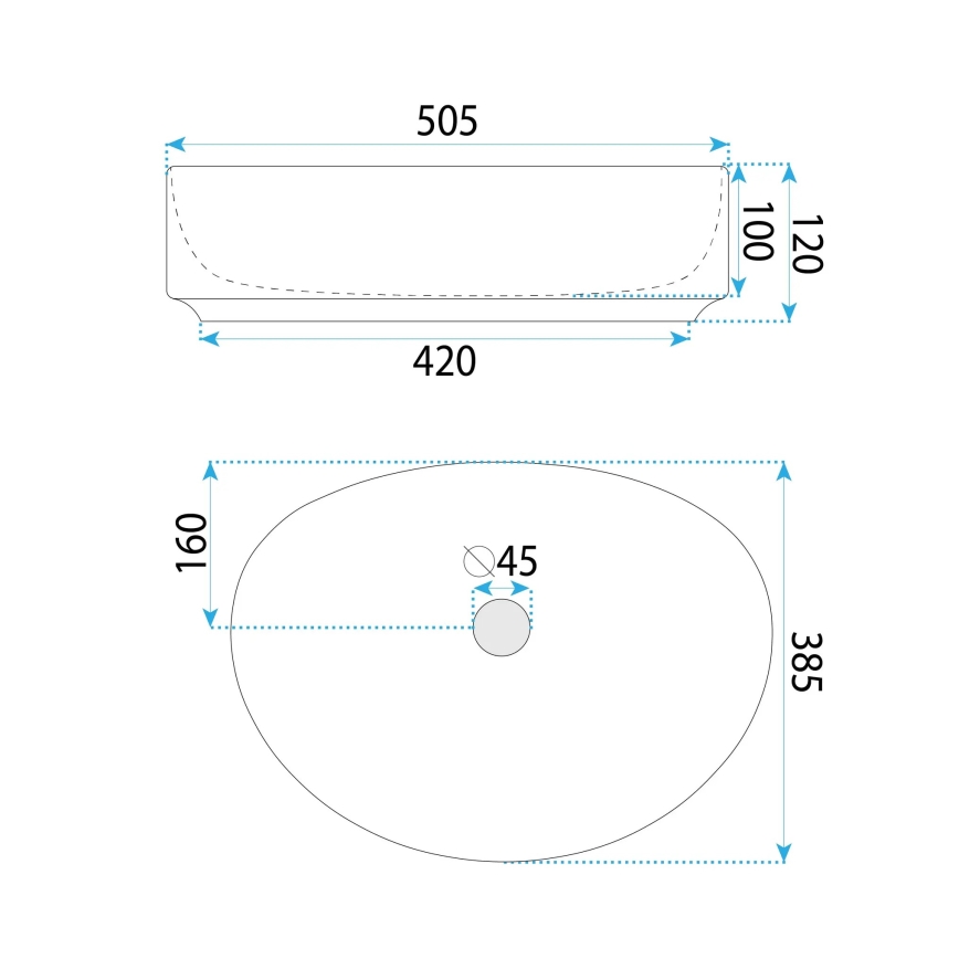 REA-U6370 - Countertop washbasin JOANA 38,5x50,5 cm ceramic/glossy white