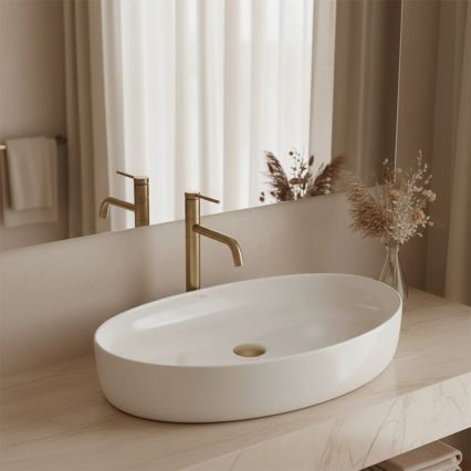 REA-U6371 - Countertop Washbasin JOANA 40.5 x 65.5 cm ceramic/glossy white