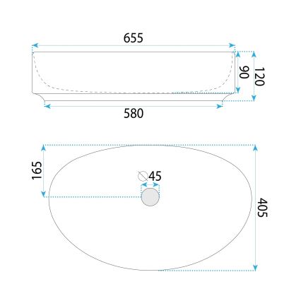 REA-U6371 - Countertop Washbasin JOANA 40.5 x 65.5 cm ceramic/glossy white