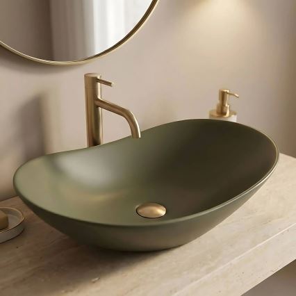 REA-U6372 - Countertop washbasin ROYAL 35,5x61,5 cm ceramic/olive