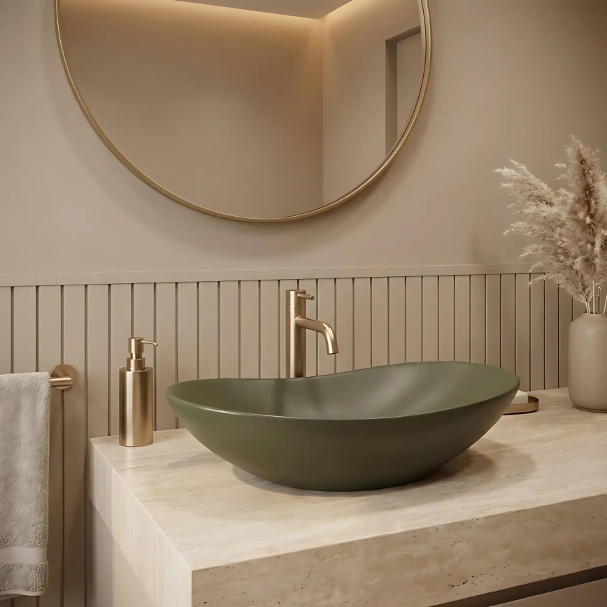 REA-U6372 - Countertop washbasin ROYAL 35,5x61,5 cm ceramic/olive