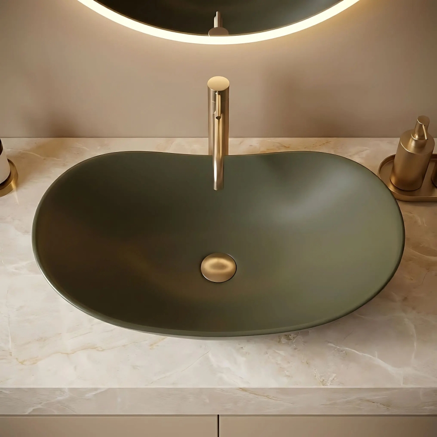 REA-U6372 - Countertop washbasin ROYAL 35,5x61,5 cm ceramic/olive