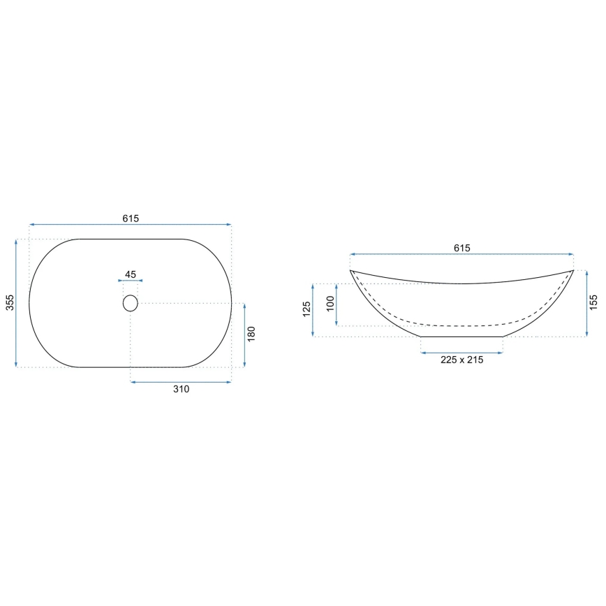REA-U6372 - Countertop washbasin ROYAL 35,5x61,5 cm ceramic/olive