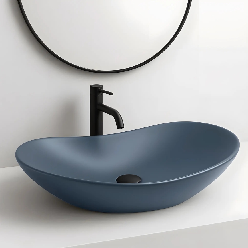 REA-U6373 - ROYAL countertop basin 35.5 x 61.5 cm ceramic/blue