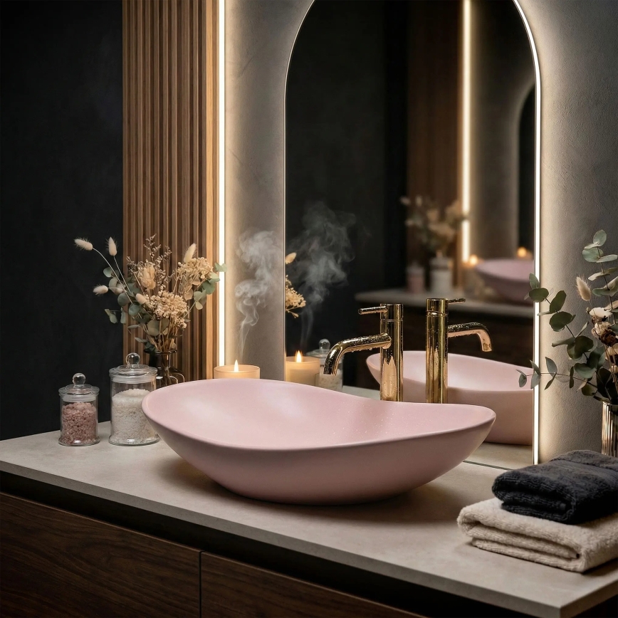 REA-U6374 - ROYAL Countertop Basin 35,5x61,5 cm ceramic/matte pink