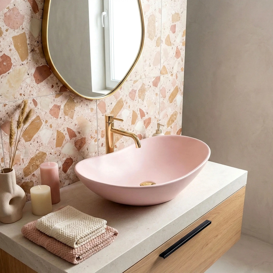 REA-U6374 - ROYAL Countertop Basin 35,5x61,5 cm ceramic/matte pink