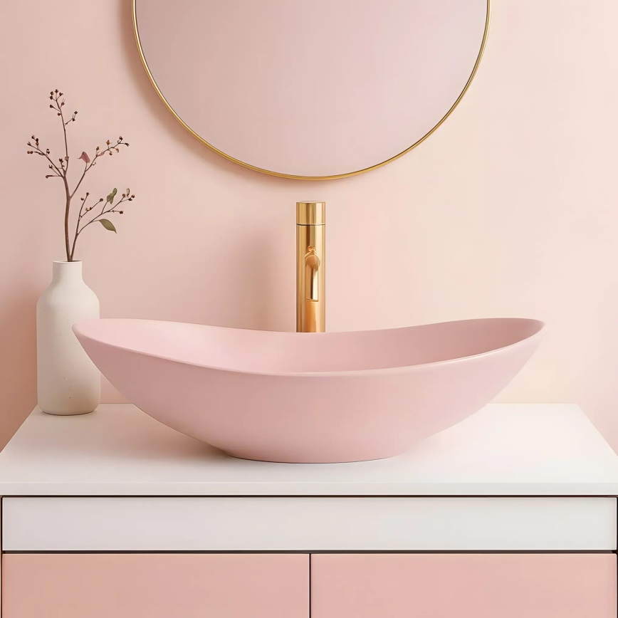 REA-U6374 - ROYAL Countertop Basin 35,5x61,5 cm ceramic/matte pink