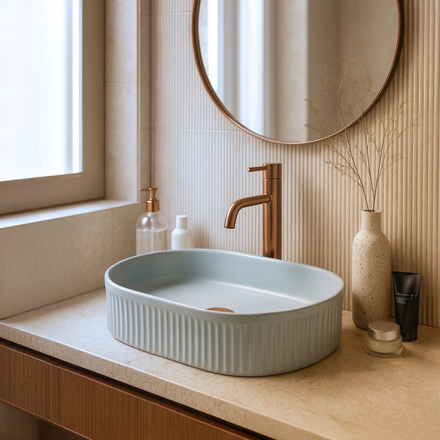 REA-U6375 - VANDA Countertop Basin 31x49 cm, Ceramic / Matte Blue
