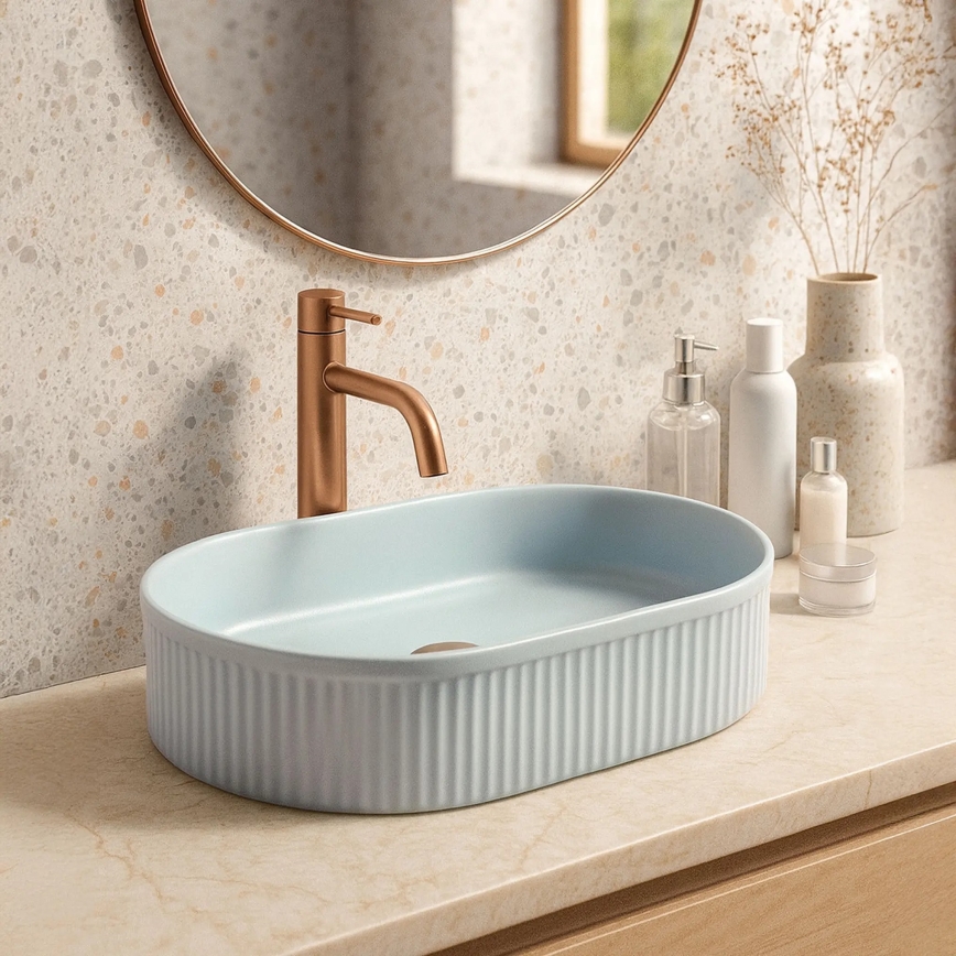 REA-U6375 - VANDA Countertop Basin 31x49 cm, Ceramic / Matte Blue