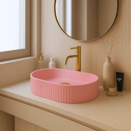 REA-U6376 - VANDA Countertop Basin 31x49 cm ceramic/matte pink