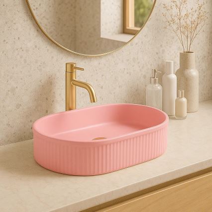 REA-U6376 - VANDA Countertop Basin 31x49 cm ceramic/matte pink