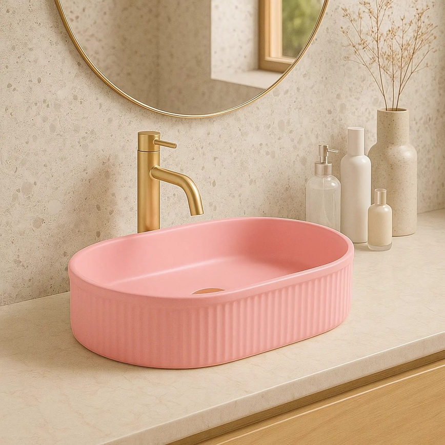 REA-U6376 - VANDA Countertop Basin 31x49 cm ceramic/matte pink