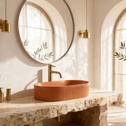 REA-U6377 - VANDA Countertop Basin 31x49 cm ceramic/orange