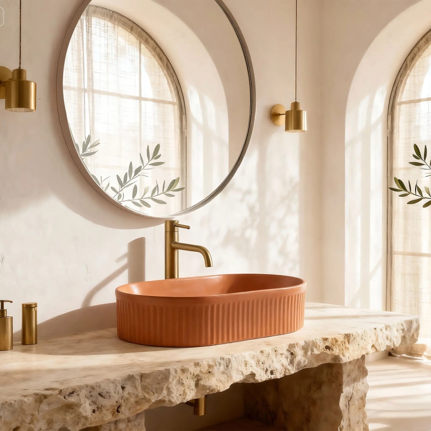 REA-U6377 - VANDA Countertop Basin 31x49 cm ceramic/orange