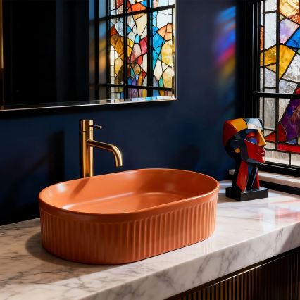 REA-U6377 - VANDA Countertop Basin 31x49 cm ceramic/orange