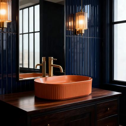 REA-U6377 - VANDA Countertop Basin 31x49 cm ceramic/orange