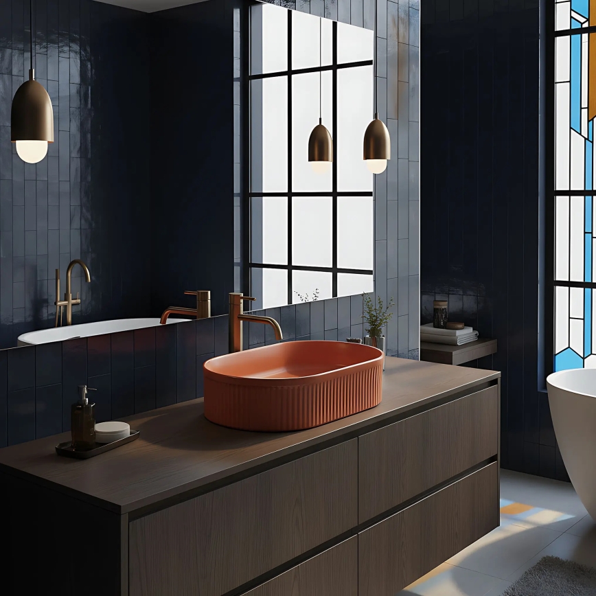 REA-U6377 - VANDA Countertop Basin 31x49 cm ceramic/orange