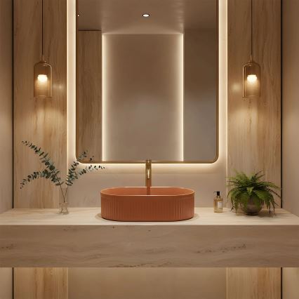 REA-U6377 - VANDA Countertop Basin 31x49 cm ceramic/orange