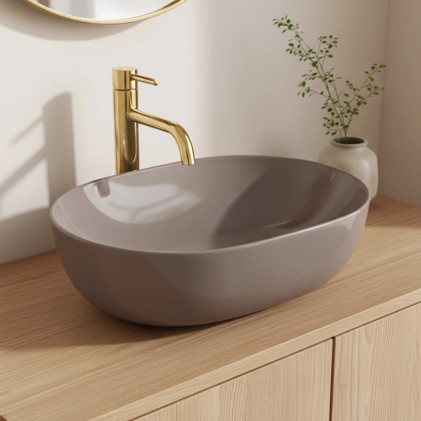 REA-U6380 - LISA countertop basin 35 x 49 cm, ceramic, glossy brown