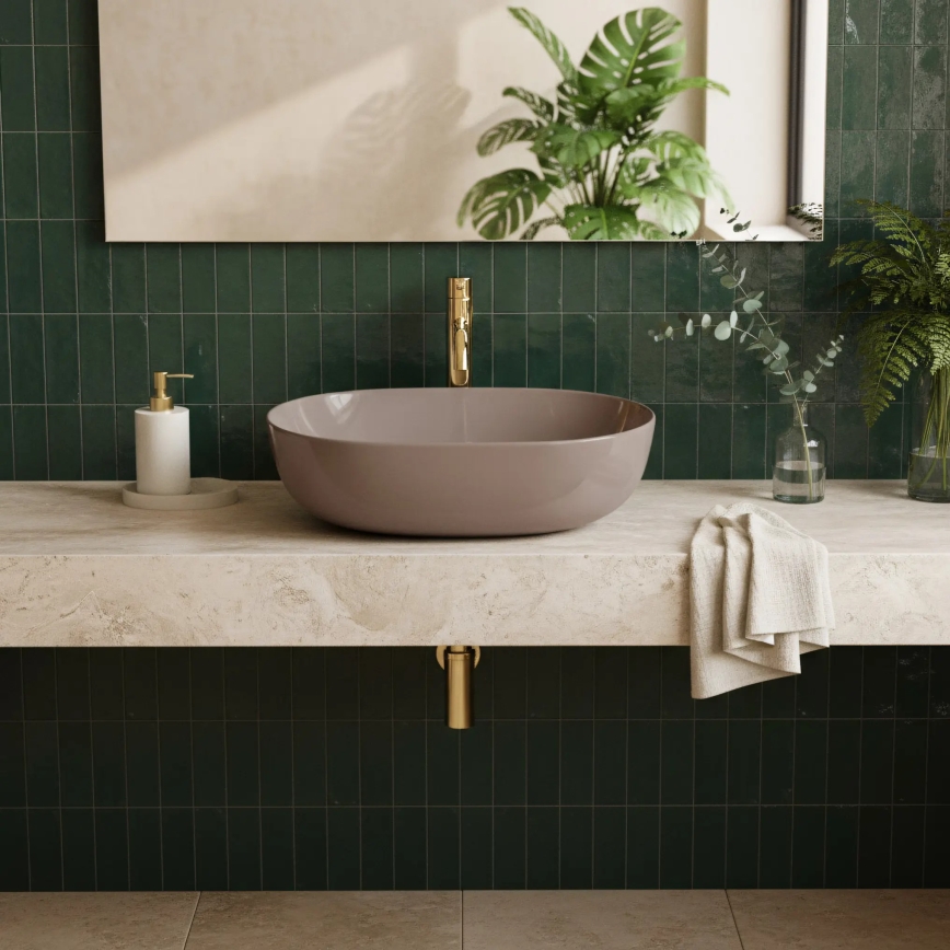 REA-U6380 - LISA countertop basin 35 x 49 cm, ceramic, glossy brown