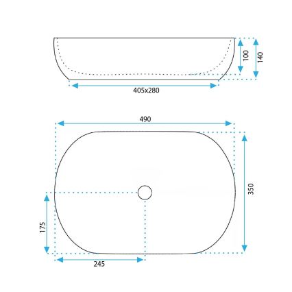 REA-U6380 - LISA countertop basin 35 x 49 cm, ceramic, glossy brown