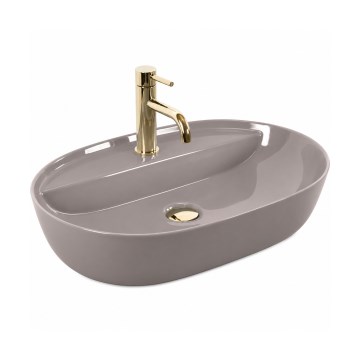 REA-U6381 - AURA Countertop Washbasin 41x61 cm, Ceramic / Glossy Brown