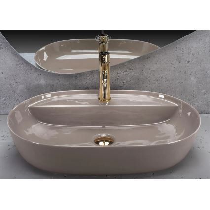 REA-U6381 - AURA Countertop Washbasin 41x61 cm, Ceramic / Glossy Brown