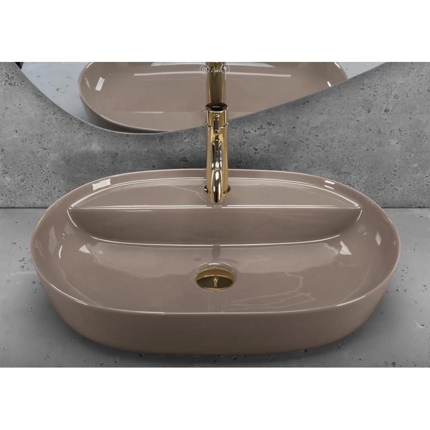 REA-U6381 - AURA Countertop Washbasin 41x61 cm, Ceramic / Glossy Brown