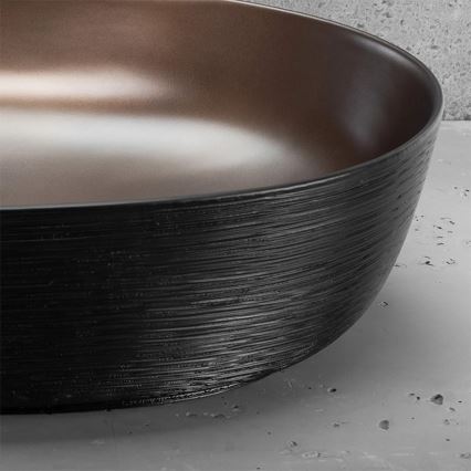 REA-U6383 - CLEO countertop basin 41x60,5 cm ceramic/black/brushed copper