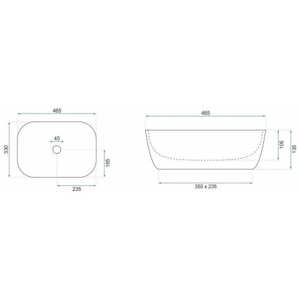 REA-U6384 - BELINDA Countertop Basin 33 x 46.5 cm, ceramic/black/brown