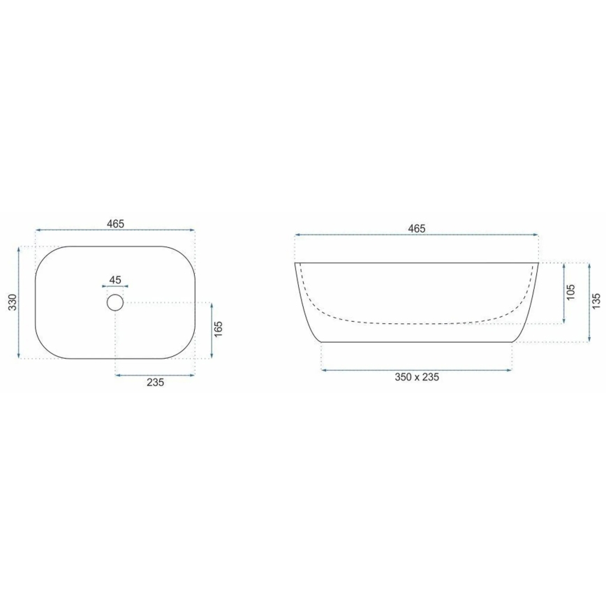 REA-U6384 - BELINDA Countertop Basin 33 x 46.5 cm, ceramic/black/brown