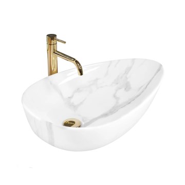 REA-U6501 - GRETA 40 x 65.5 cm Countertop Basin, Ceramic/Stone Effect