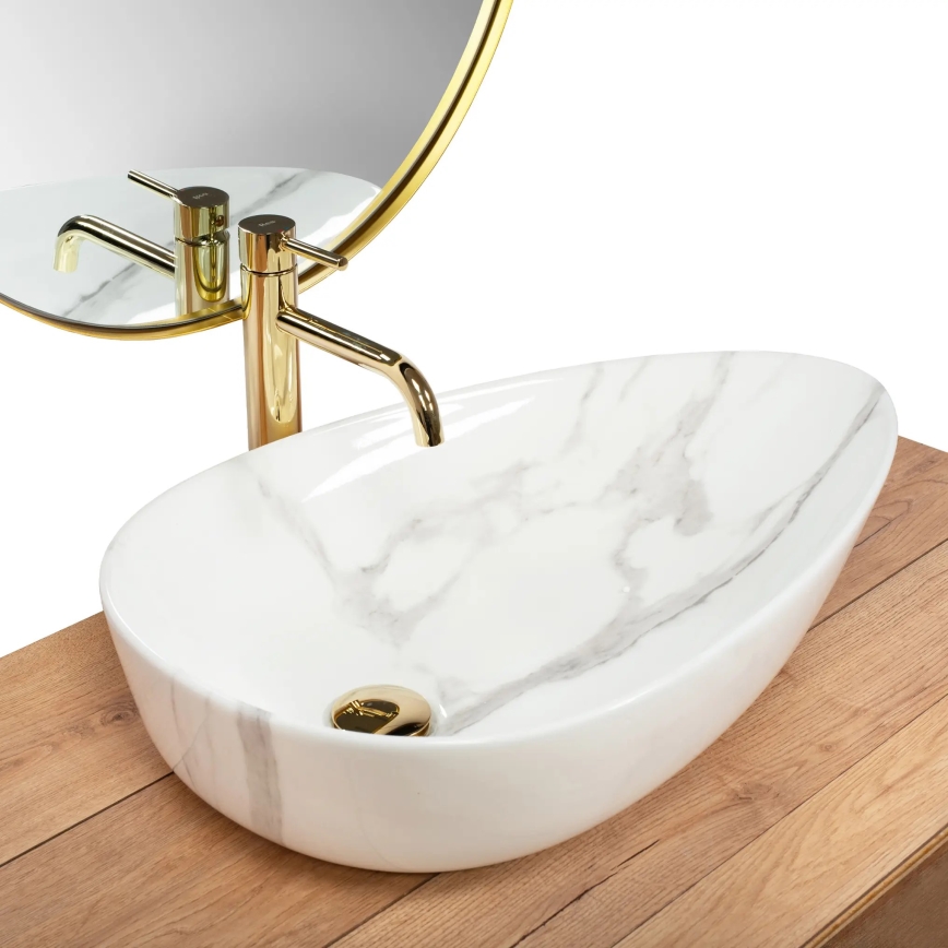 REA-U6501 - GRETA 40 x 65.5 cm Countertop Basin, Ceramic/Stone Effect