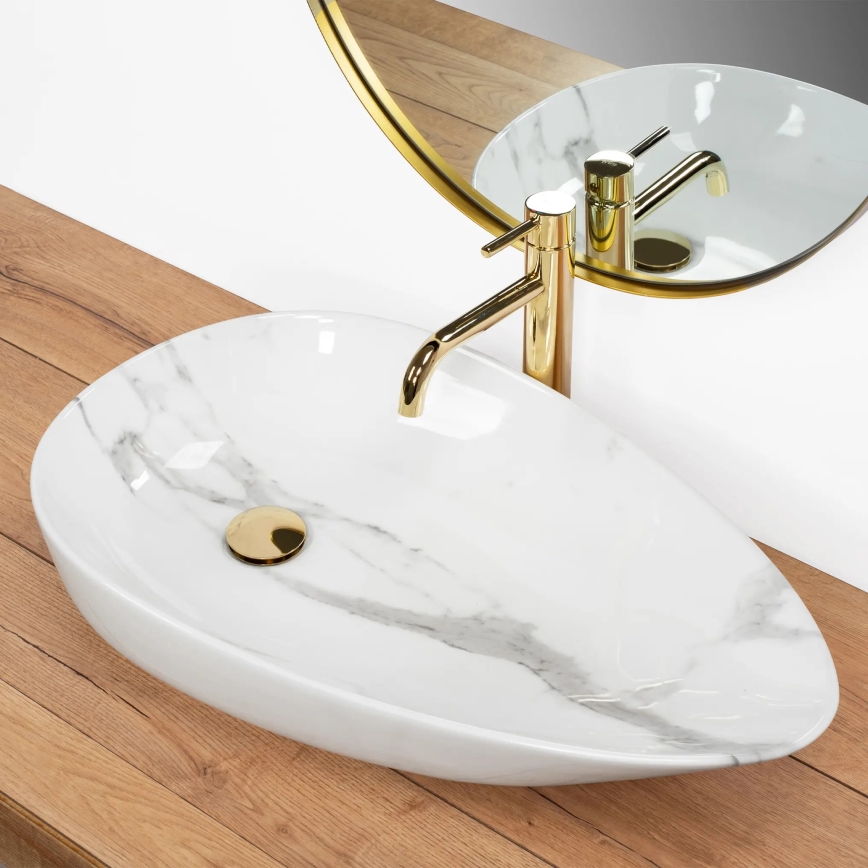 REA-U6501 - GRETA 40 x 65.5 cm Countertop Basin, Ceramic/Stone Effect