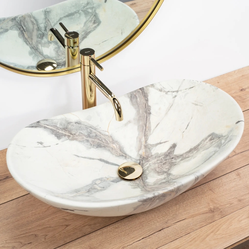 REA-U6502 - ROYAL countertop basin 36x60.5 cm, ceramic with marble-effect finish