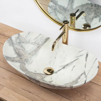 REA-U6502 - ROYAL countertop basin 36x60.5 cm, ceramic with marble-effect finish