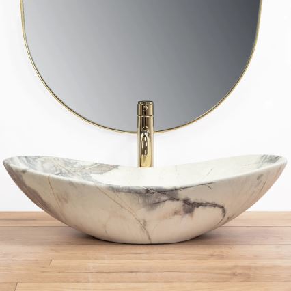 REA-U6502 - ROYAL countertop basin 36x60.5 cm, ceramic with marble-effect finish