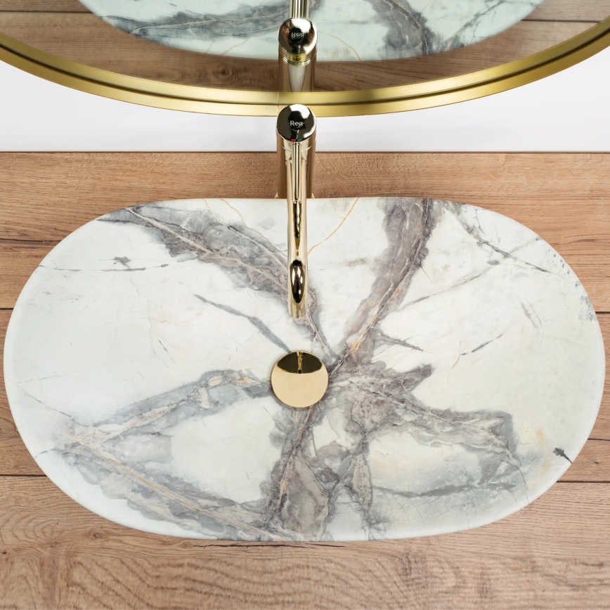 REA-U6502 - ROYAL countertop basin 36x60.5 cm, ceramic with marble-effect finish