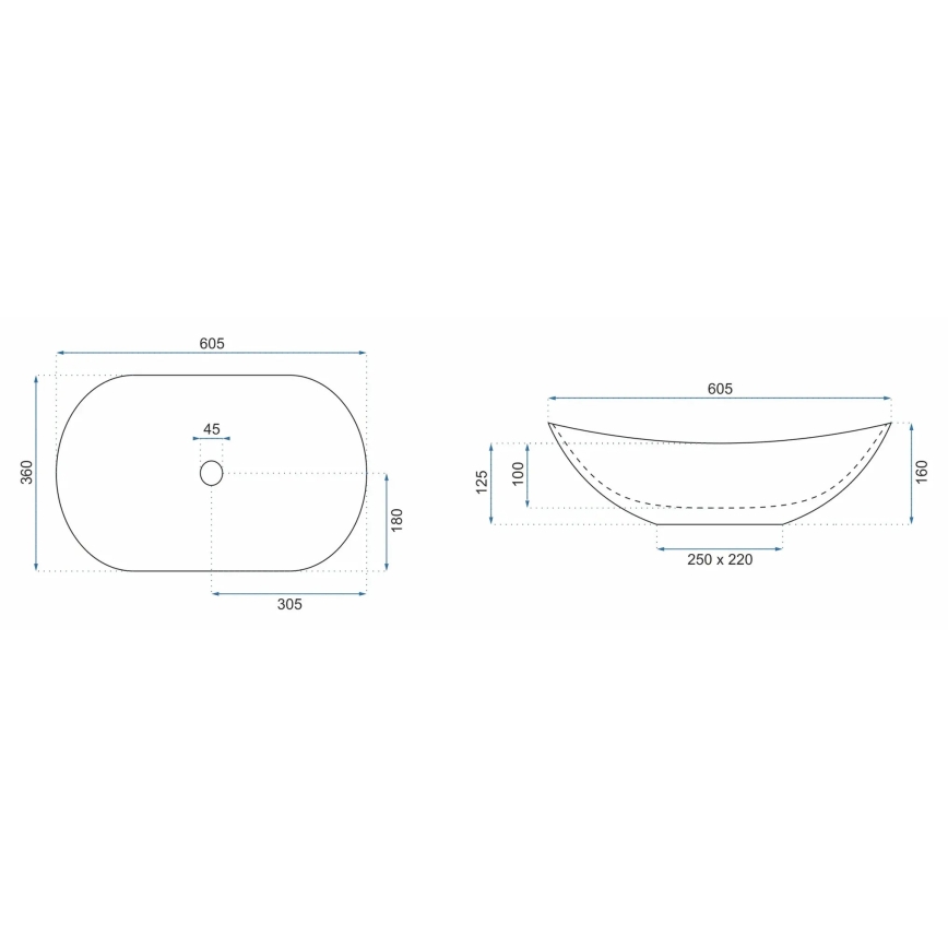REA-U6502 - ROYAL countertop basin 36x60.5 cm, ceramic with marble-effect finish
