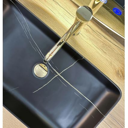 REA-U6510 - DENIS Countertop Basin 35 x 61.5 cm, Ceramic / Matte Black