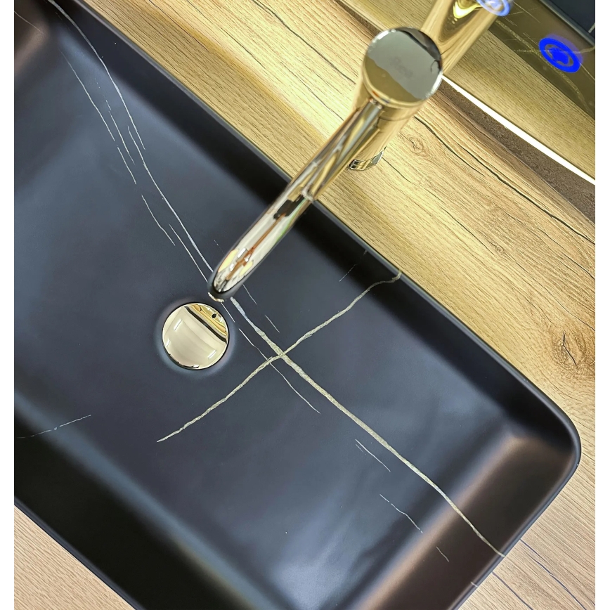 REA-U6510 - DENIS Countertop Basin 35 x 61.5 cm, Ceramic / Matte Black