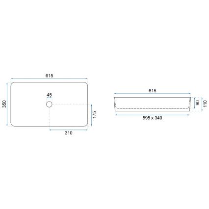 REA-U6510 - DENIS Countertop Basin 35 x 61.5 cm, Ceramic / Matte Black