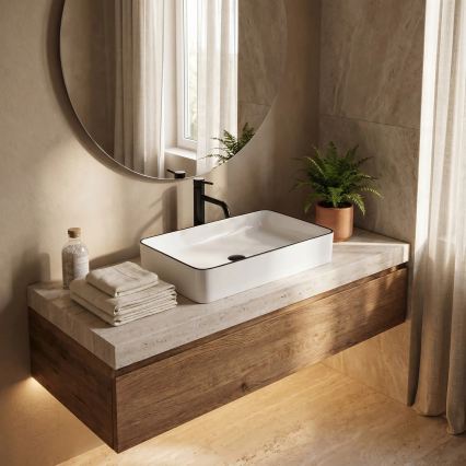 REA-U6513 - DENIS countertop washbasin 35 x 61.5 cm ceramic / white / black