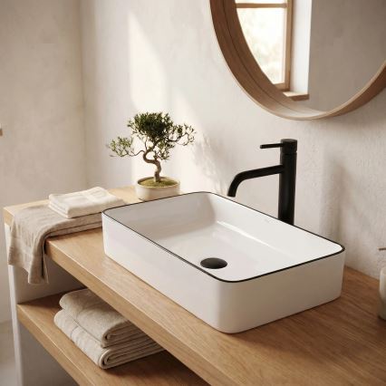 REA-U6513 - DENIS countertop washbasin 35 x 61.5 cm ceramic / white / black