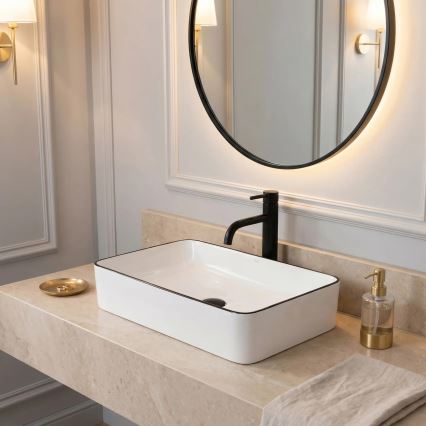 REA-U6513 - DENIS countertop washbasin 35 x 61.5 cm ceramic / white / black