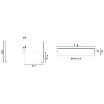 REA-U6513 - DENIS countertop washbasin 35 x 61.5 cm ceramic / white / black